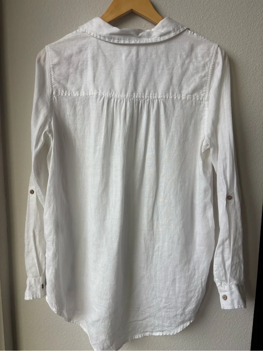 Sigrid Olsen White Linen Button-Front Casual Shirt